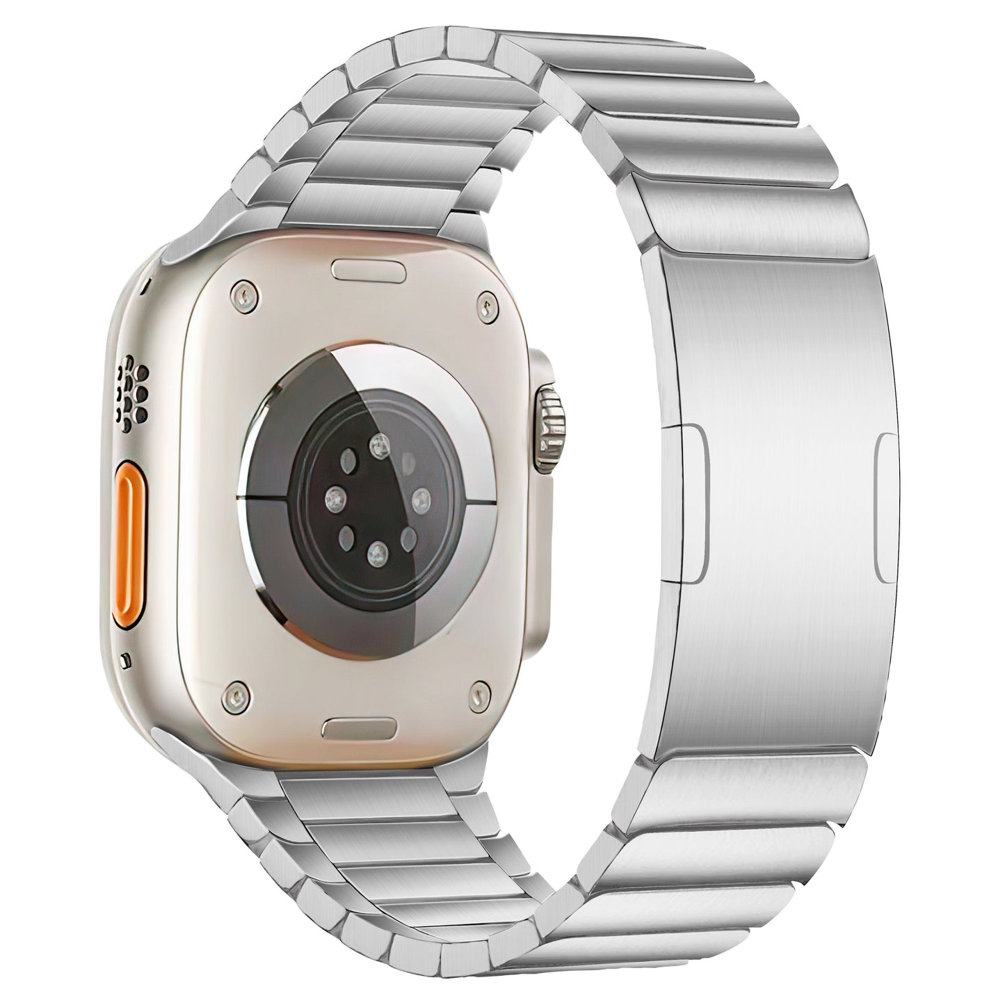 MaKTech Titanium Watch Bracelet Band,Light-Weight Metal Rounded Corner Link Strap with Embedded Buckle,for Apple Watch 10/9/Ultra 2/SE/8/7[2024]