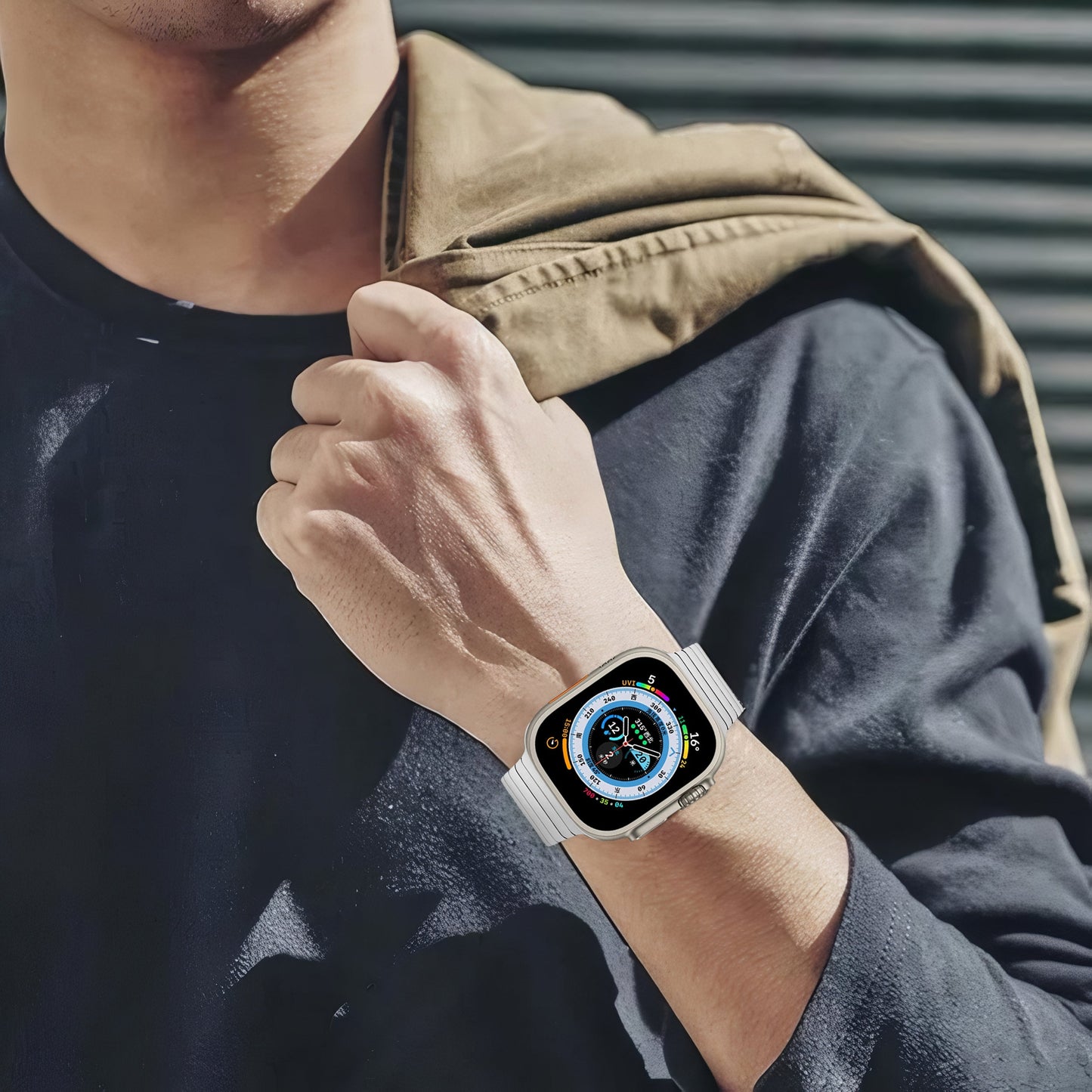 MaKTech Titanium Watch Bracelet Band,Light-Weight Metal Rounded Corner Link Strap with Embedded Buckle,for Apple Watch 10/9/Ultra 2/SE/8/7[2024]