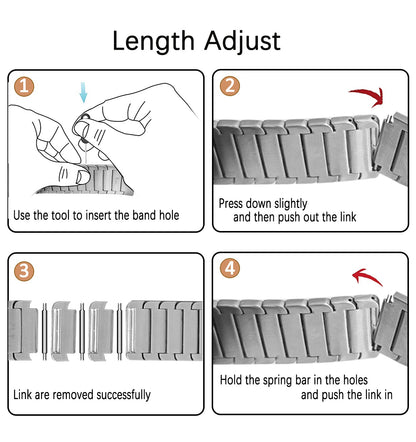 MaKTech Titanium Watch Bracelet Band,Light-Weight Metal Rounded Corner Link Strap with Embedded Buckle,for Apple Watch 10/9/Ultra 2/SE/8/7[2024]