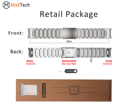 MaKTech Titanium Band,[No Gap] Metal Bracelet Strap with Spring Button,for Samsung Galaxy Watch